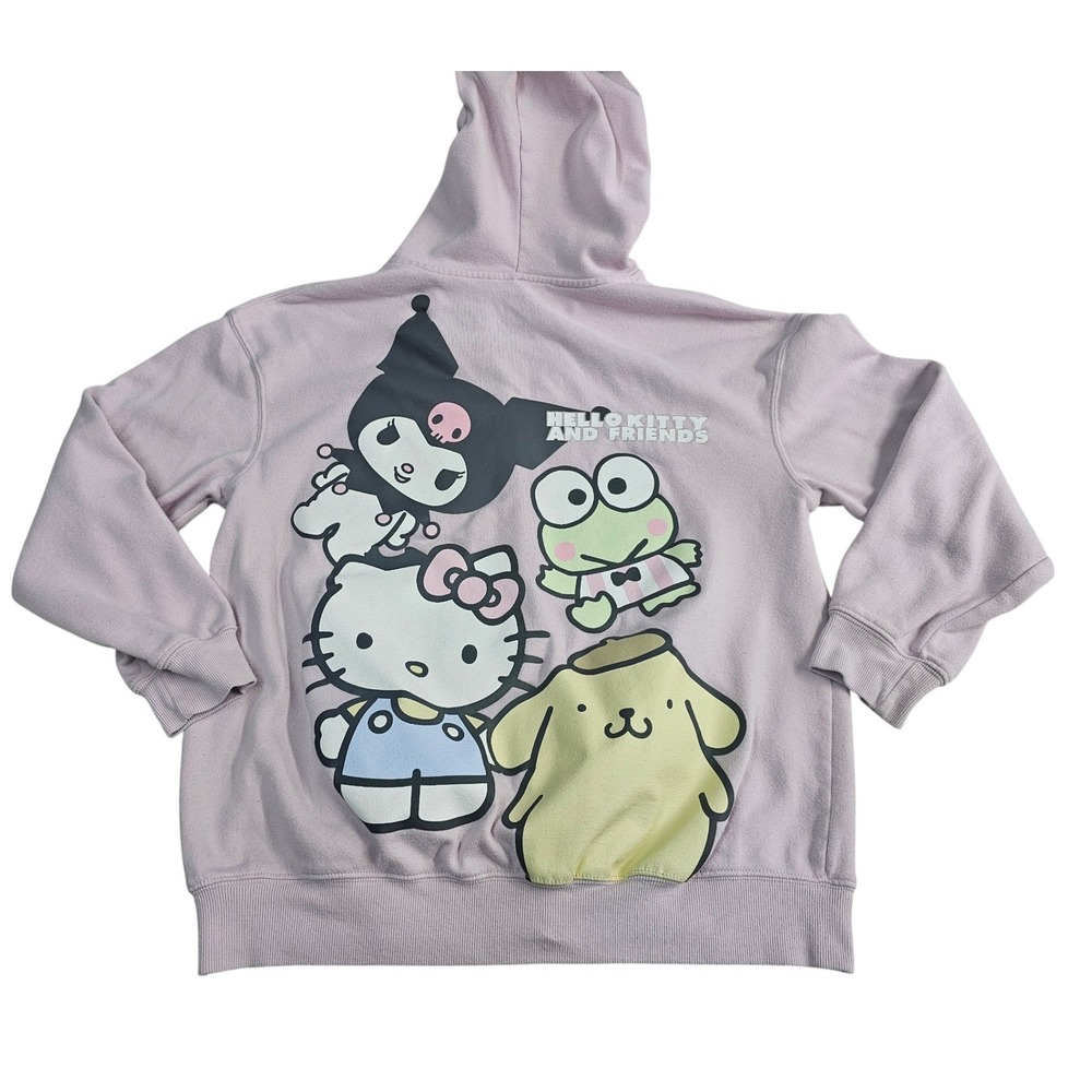 Sanrio Hello Kitty and Friends Zip Up Hoodie Pink Kuromi Keroppi Large